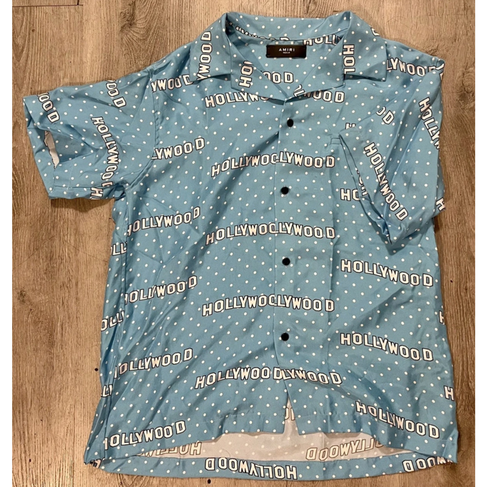 Amiri Hollywood dot shirt camp collar blue S/S 20 Size SMALL